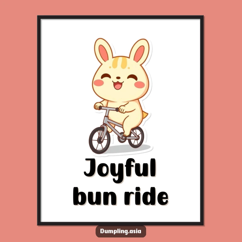 Funny Bao Bun Bicycle Digital Print - Instant Cute Wall Decor