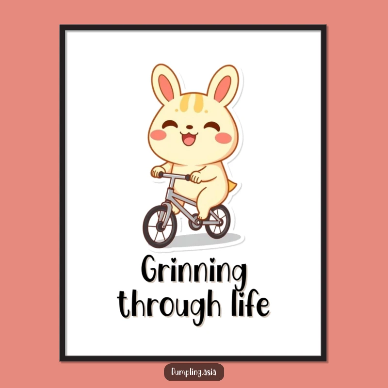 Funny Bao Bun Bicycle Poster - Whimsical Wall Art for Cute Food Lovers
