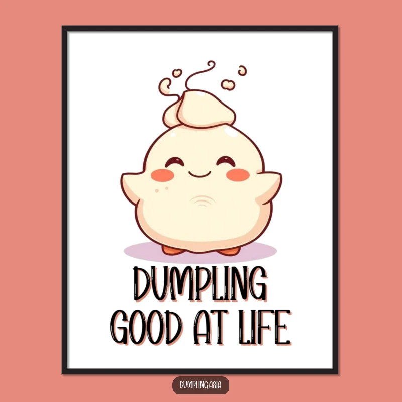 Funny Free Printable Wall Art: Smiling Dumpling, Steamy Decor, Downloadable Art
