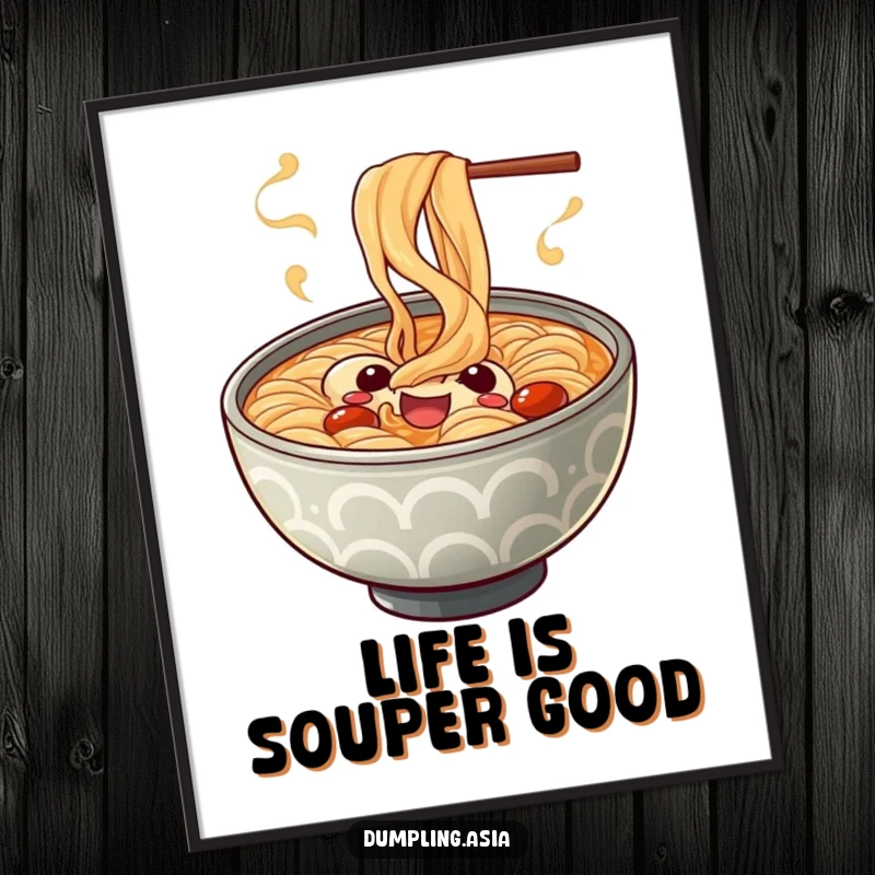 Funny Free Printable Wall Art: A cheerful ramen bowl with its steam forming a playful spiral, adding cozy humor.