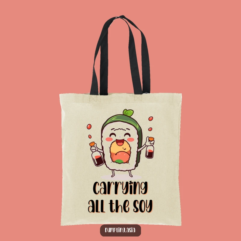 Funny Sushi Roll Juggling Soy Sauce Tote Bag - Practical & Playful Foodie Accessory